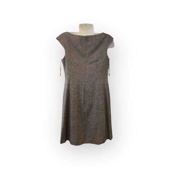 Ann Taylor Women's Brown Herringbone Cap Sleeve Wool Blend Lined Dress SZ 8 - Picture 2 of 12